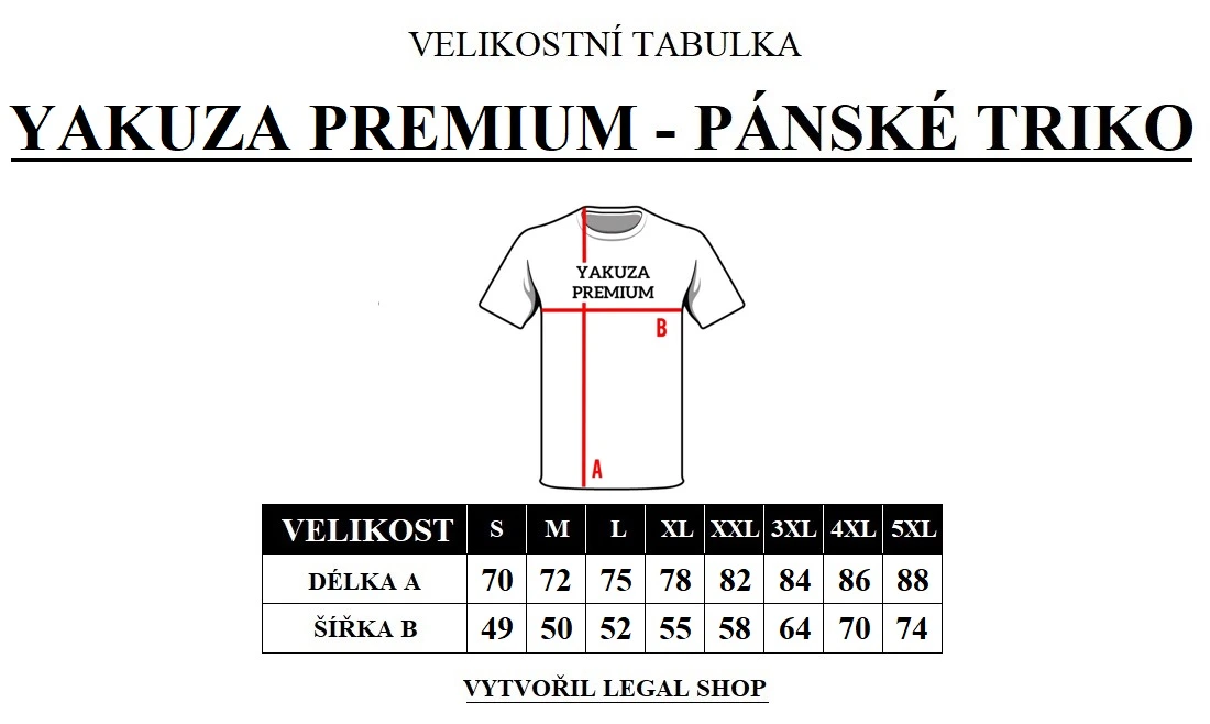 Velikostní tabulka Yakuza Premium